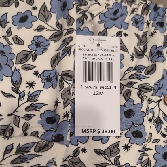 Nwt Jessica Simpson Blue Floral Kids Matching Set Size 12m - Picture 2 of 4